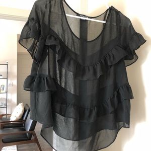 Black Sheer Ruffle Forever 21 Top
